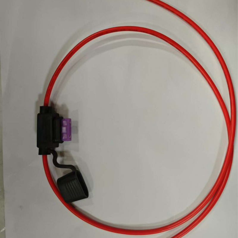 XHX001中12圆黑头红线45CM+45CM  UL1015保险盒保险丝座