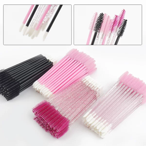 New 50 a pack of eyelash lip brush disposable crystal rod eyelash brush eyelash roll solid lip brush lipstick brush