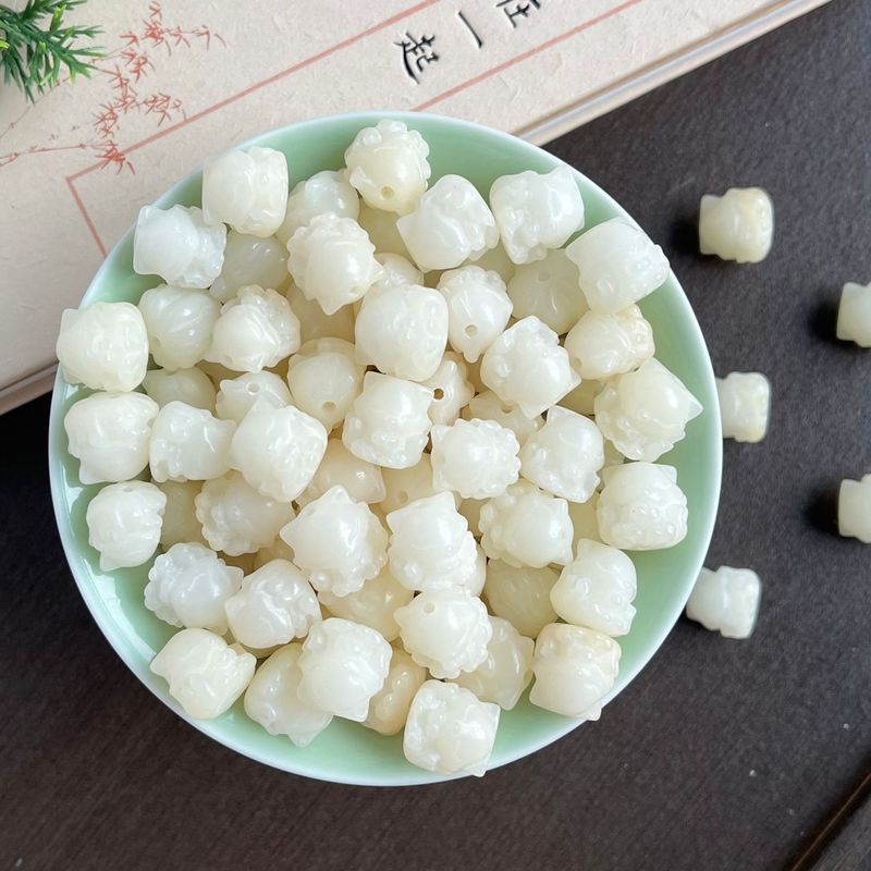 菩提根雕刻件可爱九尾狐小凤九散珠隔珠diy串珠手串手链配件批发|undefined