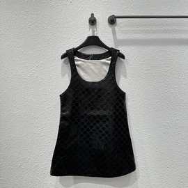 明星同款2024秋季羊皮无袖背带连衣裙真皮晚宴短裙皮外套女年轻款