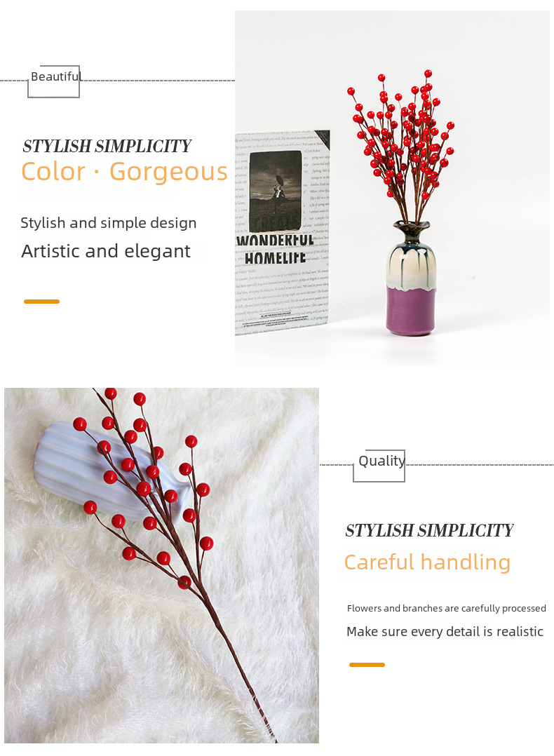 Artificial Berry Branch For Home Decoration And Wedding Ornaments_voghion.com