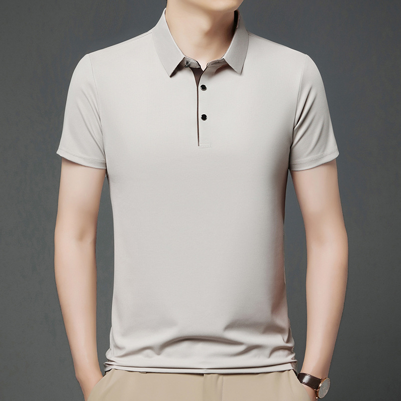 Summer Running Short-sleeved T-shirt Men's Fashionable Color-matching Placket Middle-aged Men's Loose POLO Shirt Half-sleeved Top for Men