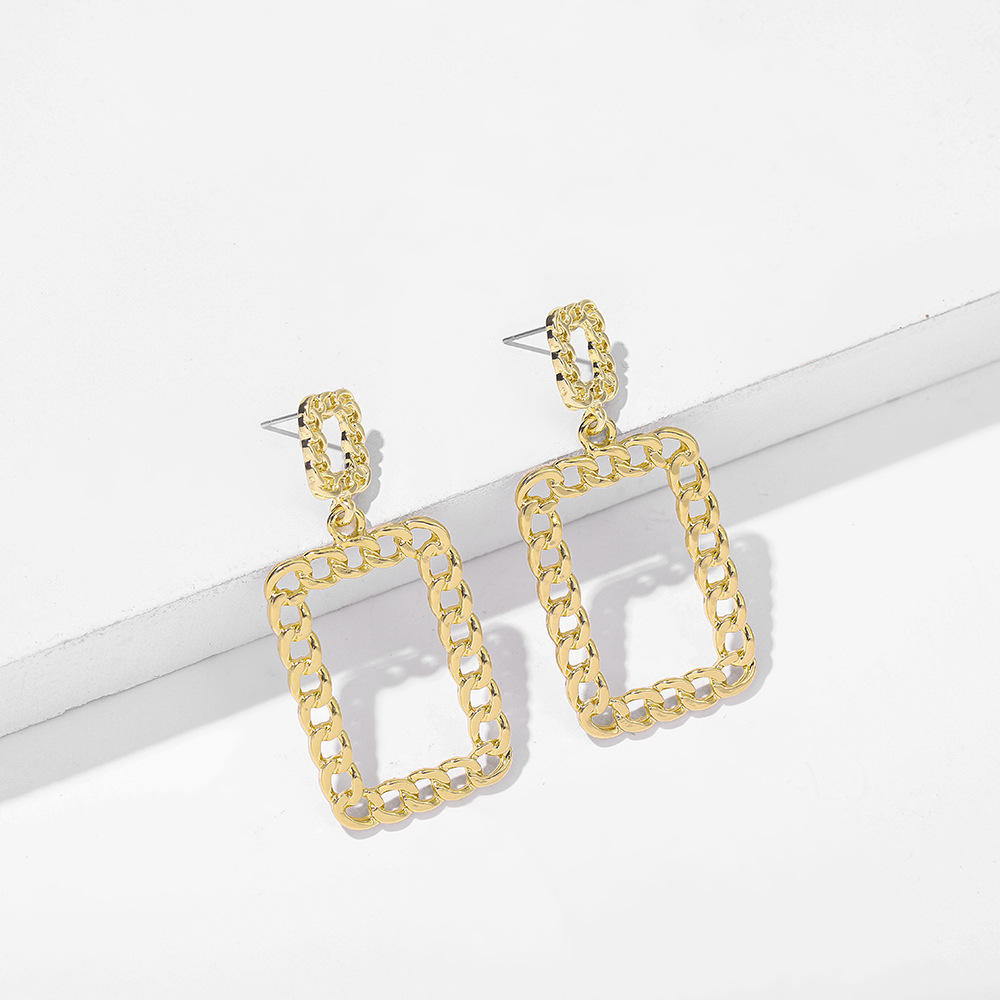 Retro Square Hollow Earrings display picture 4