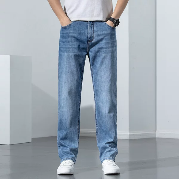 Elastic High-End Men's Jeans 2026 Spring and Autumn New Style Loose Straight Pants Men's Summer Casual Simple Long Pants