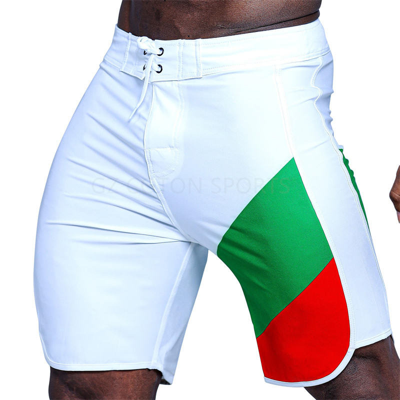 Men's Gym Surf Shorts, Stretchy Quick-Dry Sublimation Beach Board Shorts, Waterproof Seamless Recycled Printed Surf Shorts