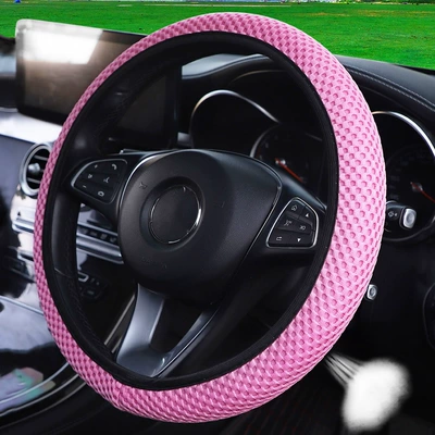 Steering wheel cover, interior accessories - coarse-mesh-without-inner-ring-new-pink-dd-38cm