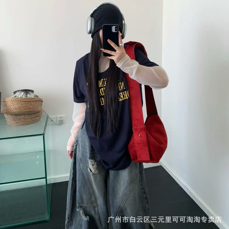 小众设计真皮牛翻绒饭盒包2025秋冬新款休闲百搭宽肩带斜挎手提包|undefined