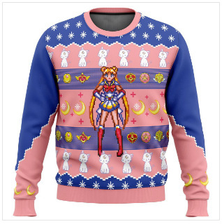 Linda asta asta Santa Claus estampado 3D hombre casual todo fósforo hombro recto manga larga suéter suelto cuello redondo suéter