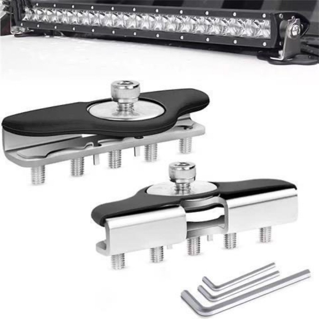 越野车引擎盖通用长条射灯支架汽车机盖无损安装碳钢卡边固定架