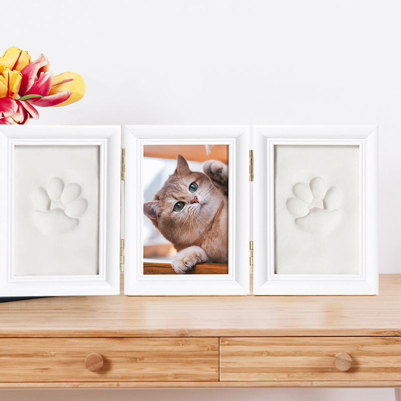 Cross-Border Pet Commemorative Photo Frame Foldable Clay Children's Commemorative Photo Frame Special-Shaped Hand and Foot Print Photo Frame Wholesale