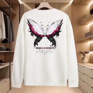 Heavy Weight Design American Trendyy Casual Sweatshirt Men's Autumn and Winter Round Neck Loose Versatile Long-Sleeved Top Couple Style