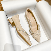 2024 New Shallow Mouth Medium Thick Heels Gentle Fairy Shoes with Skirt Women's Shoes