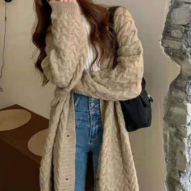 Демисезонное trench coat, длинный кардиган, свитер, пиджак, свободный крой, макси-длина, повышенная толщина