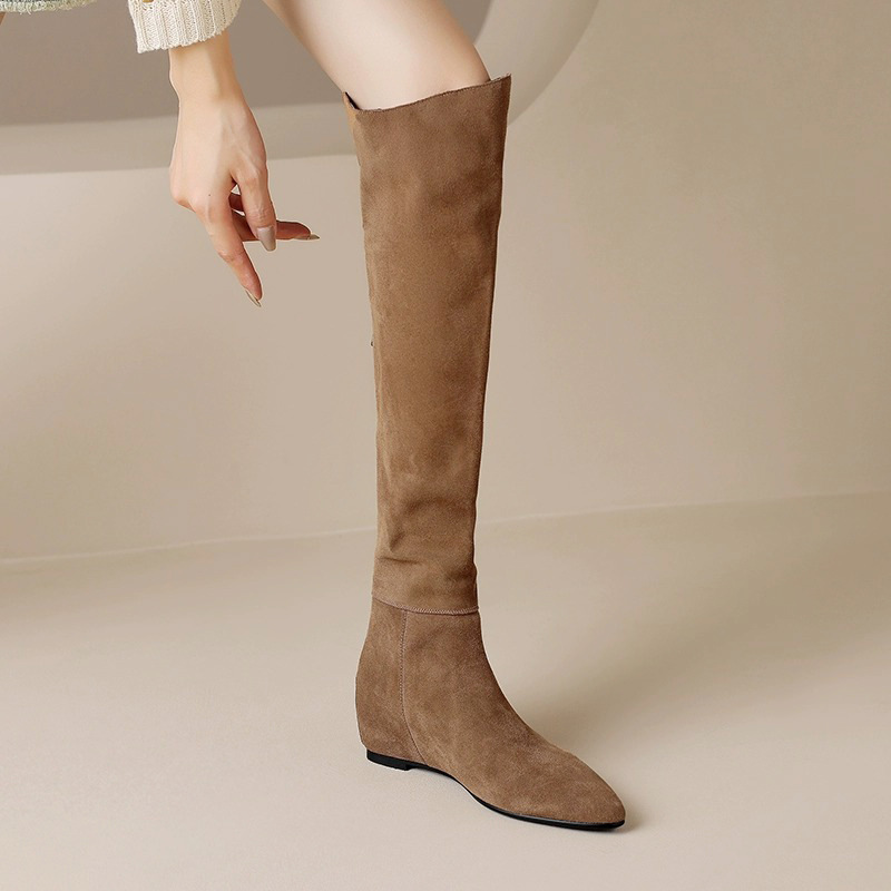 Wasteland Style Retro Over-The-Knee Long Boots for Women 2026 Autumn and Winter New Fashion Slimming Pointed Toe Hidden Heel Boots Wasteland Style Retro Over-The-Knee Long Boots for Women 2026 Autumn and Winter New Fashion Slimming Pointed Toe Hidden Heel Boots