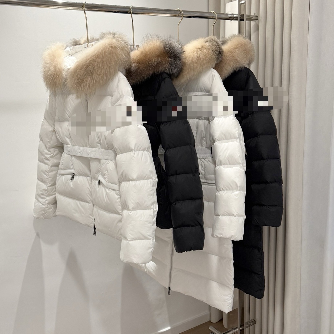 Item no 042070 long women's waist fur collar down jacket commuter outdoor cold warm coat over the knee