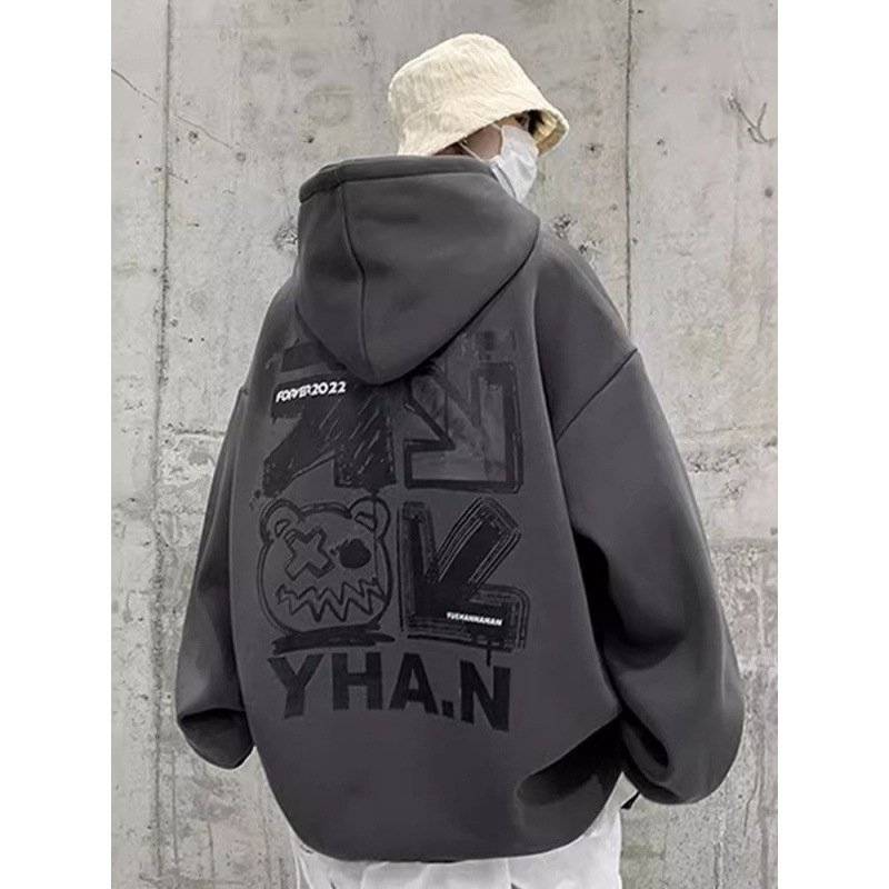 American-style trendy heavyweight hooded sweatshirt for men, new autumn/winter collection, high-street oversized loose-fit versatile fleece jacket American-style trendy heavyweight hooded sweatshirt for men, new autumn/winter collection, high-street oversized loose-fit versatile fleece jacket