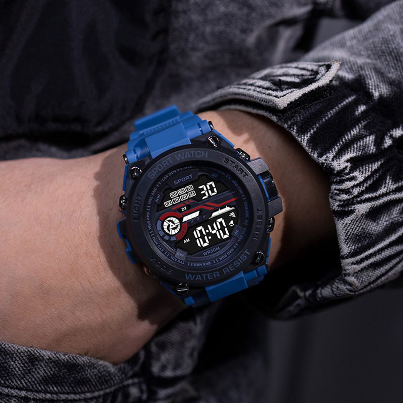 Nuevo reloj deportivo de Montañismo al aire libre de los hombres de moda estudiante multifunción alarma luminosa sincronización reloj electrónico