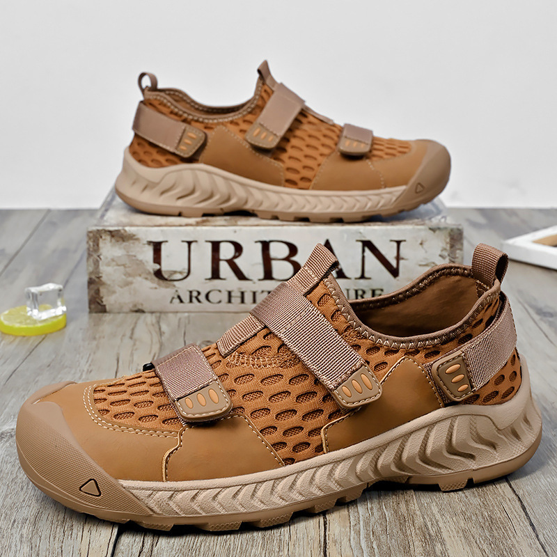 2024 primavera y verano zapatos de malla casuales de suela gruesa zapatos respirables de hombre huecos zapatos de malla de hombre zapatos de montaña al aire libre