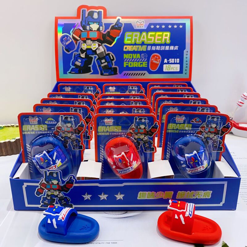 New cartoon deformation mecha slippers shape eraser cute creative sandals shape eraser wipe clean