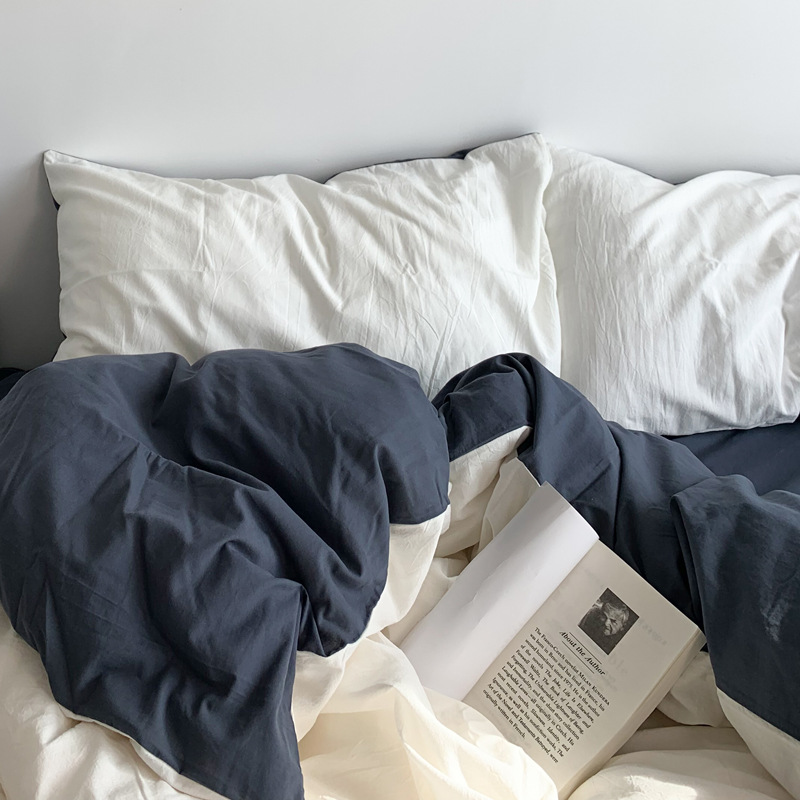 Viento nórdico simple color sólido tres piezas de ropa de cama dormitorio de estudiantes de verano cuatro piezas de ropa de cama