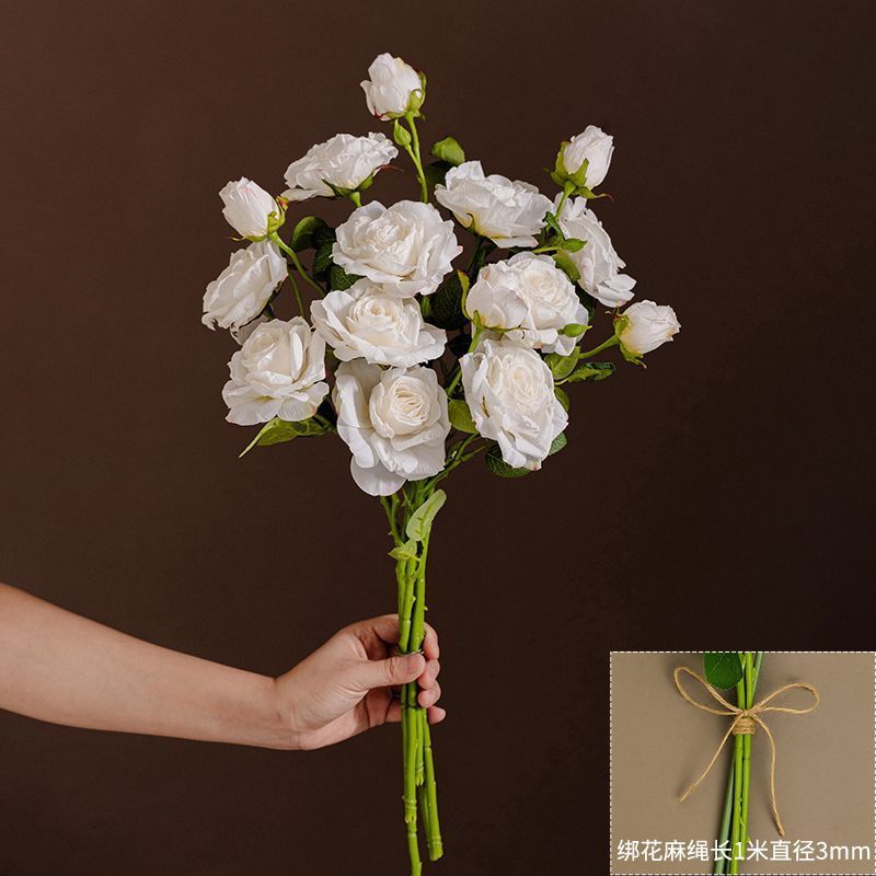 法式油画焦边仿真花玫瑰花假花复古插花客厅餐桌摆件装饰|undefined