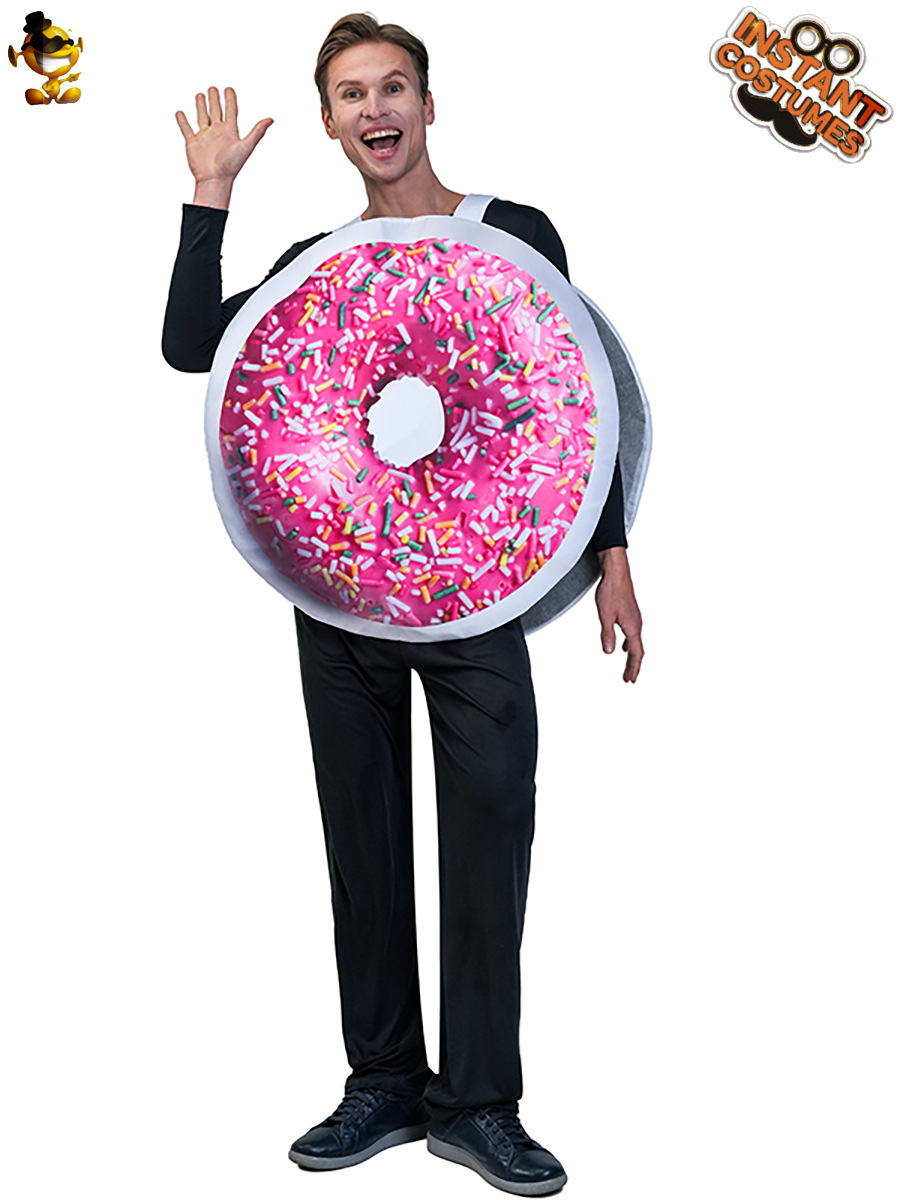 Los niños adultos de los hombres y las mujeres Funny donut traje spoof alimentos Cosplay partido apoyos del funcionamiento