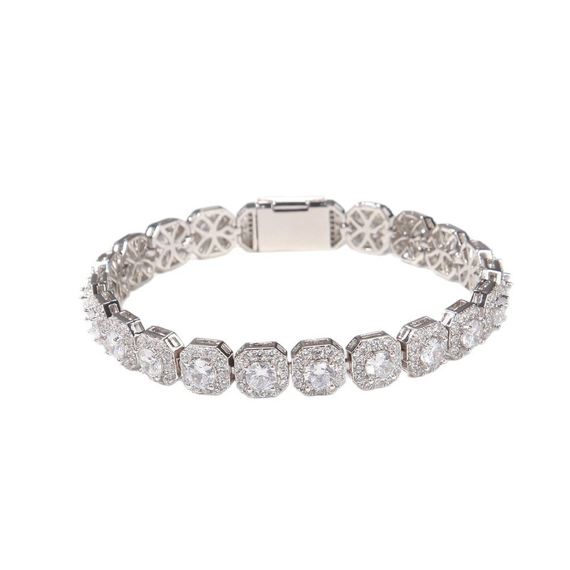 Chi Chu の同じ 10 ミリメートルスクエアロックシュガージルコンマイクロスタッズダイヤモンドブレスレット HipHopBlingChain ジュエリーネックレス|undefined