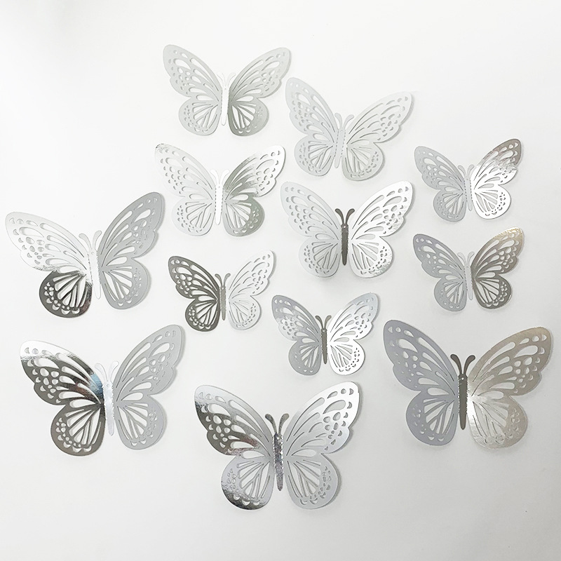 Pegatinas de pared mariposas 3d efecto metalizado pack de 12_voghion.com
