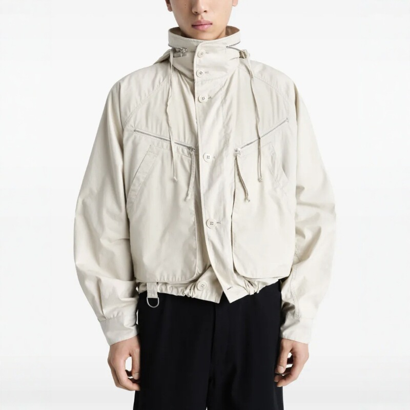 Zt Homemade Sexy Parachute Flight Thin Jacket Normcore Old Money Style Hooded Drawstring Jacket for Men and Women