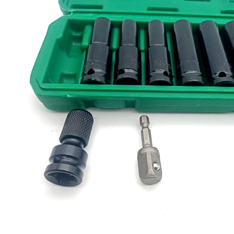 Venta al por mayor 11-piece eléctrico alargado manga cabeza conjunto telescópico pullover coche reparación herramienta nogal traje