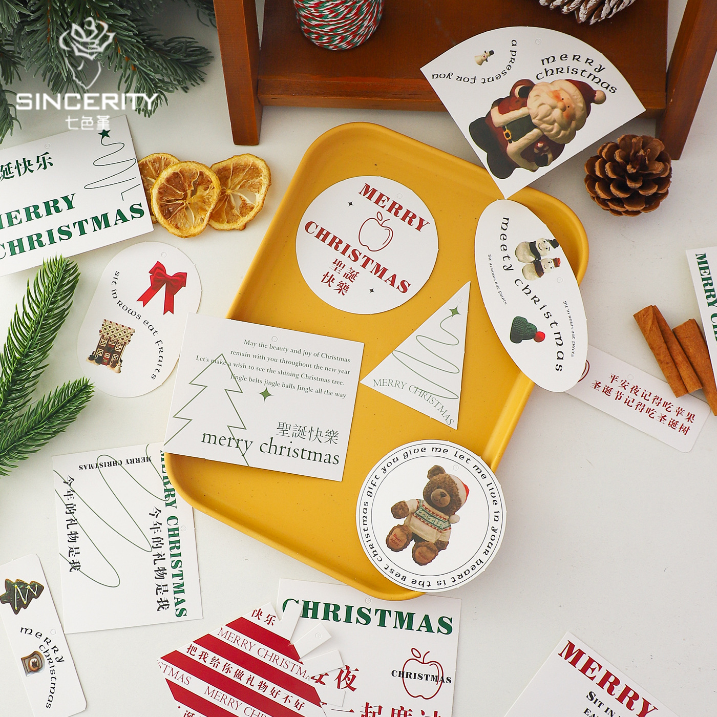 Tarjetas de Navidad de siete colores cordier regalo de regalo tarjeta de decoración diy flores artesanales floristas tarjetas de embalaje de flores