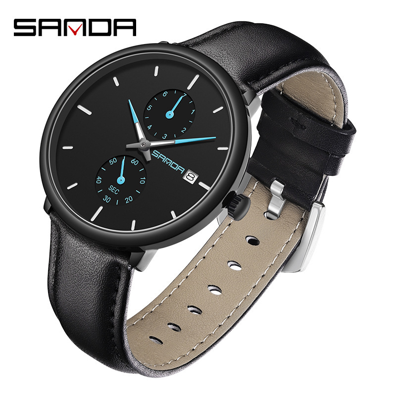 Sanda 1115 nuevo cinturón deportivo calendario impermeable reloj de cuarzo Moda simple hombres malla Correa reloj