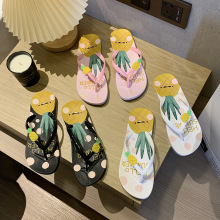 人字拖女印花软底防滑夹趾拖鞋PVC薄底海边度假女士凉拖一件代发