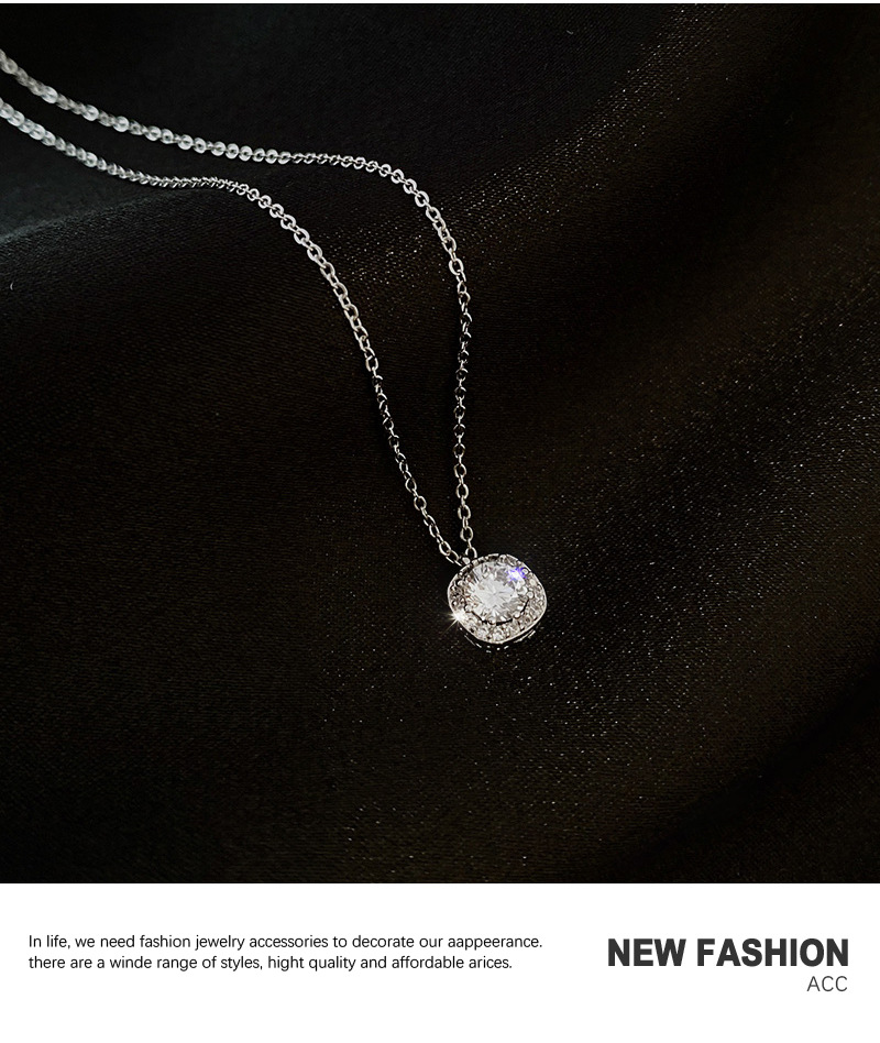 Titanium Steel Simple Geometric Zircon Pendant Necklace Wholesale Jewelry Nihaojewelry display picture 6