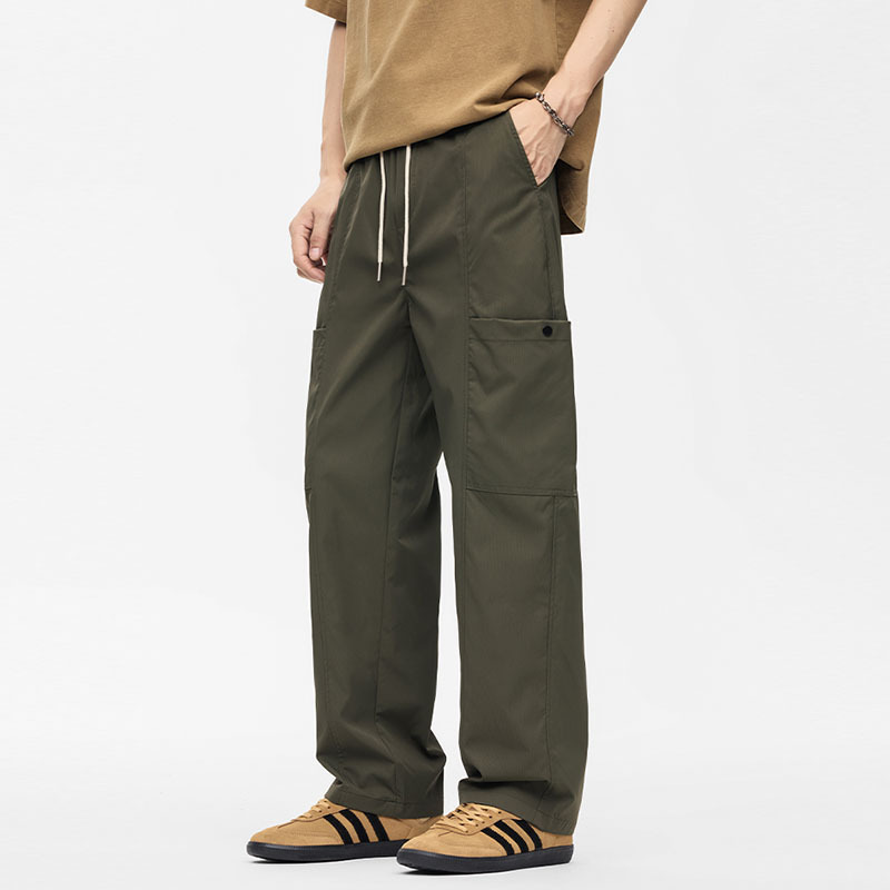 American High Street Trendy Workwear Cuff Men's Spring and Autumn Straight-Leg New Trendy Brand Wide-Leg Paratrooper Cargo Pants Cross-Border