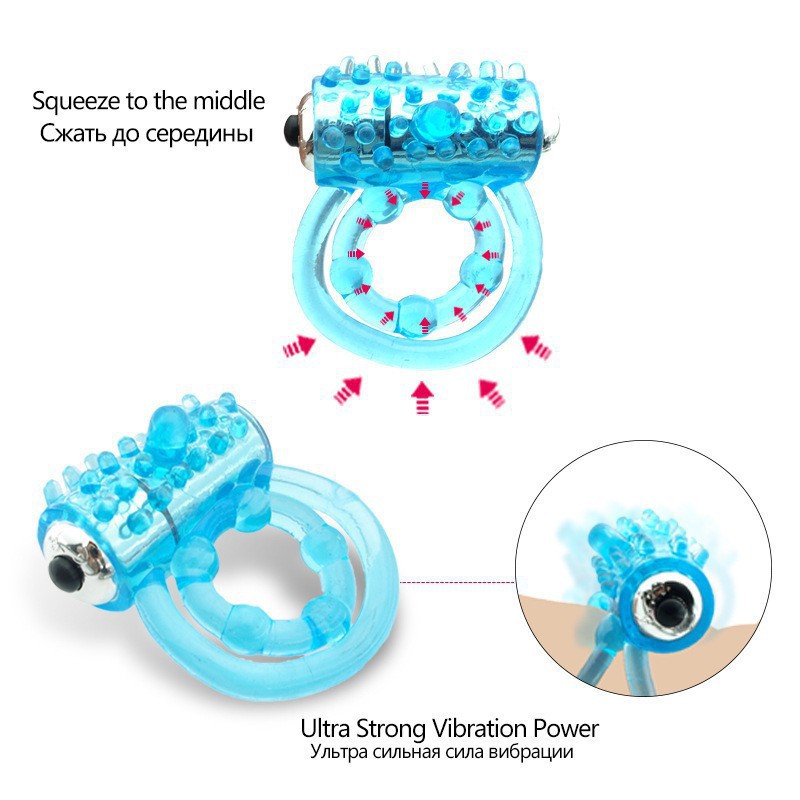 Concentric Double-Ring Vibrating Cock Ring, Textured TPE Delay Ring for Men — detail image 8
