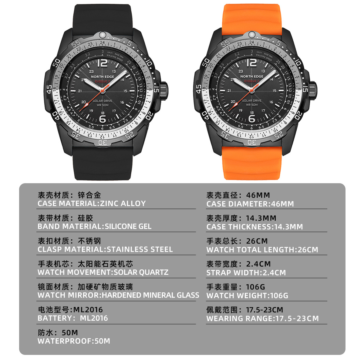 Deportes al aire libre impermeable reloj recargable solar luz energía cinética luminosa larga resistencia Natación hombres reloj de medición velocidad