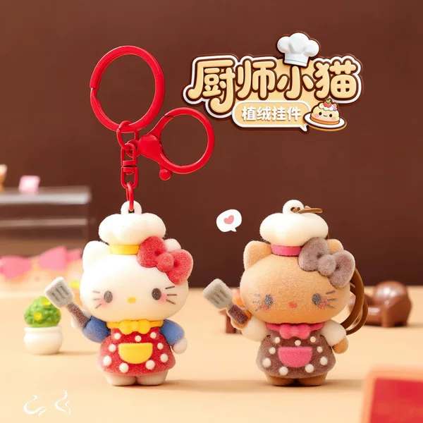 Chef Kitty cat keychain small pendant, trendy plush toy bag pendant, wholesale kitty cat small pendant
