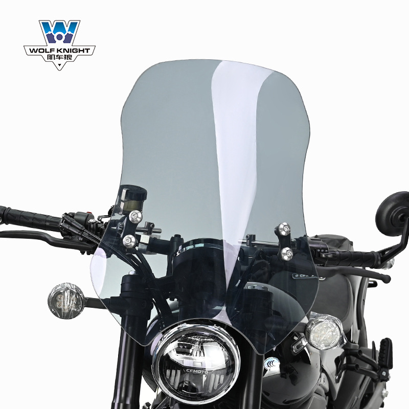 for CFMOTO | CF Moto Motorcycle front windshield - dark-gray-5mm-tempered-glass-50cm-high