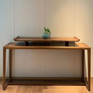 New Chinese-Style North American Black Walnut Console Table Song-Style Aesthetic Zen Solid Wood Central Hall Wall-Mounted Offering Table Furniture