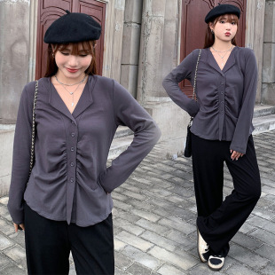 Hot top European and American plus size women's autumn clothing New elegant strong sweet spicy design fashion shirt trendy 3287