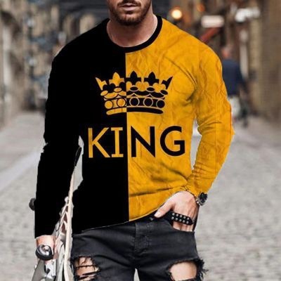 European Station Autumn New Men's Plus Size Long Sleeve T-Shirt 3D Digital Printing Fashion Trend