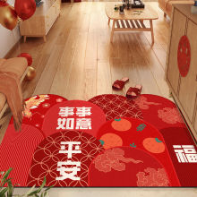 紅色喜慶玄關防滑墊耐臟易打理腳踏墊吸水進門墊硅藻泥入戶門地墊