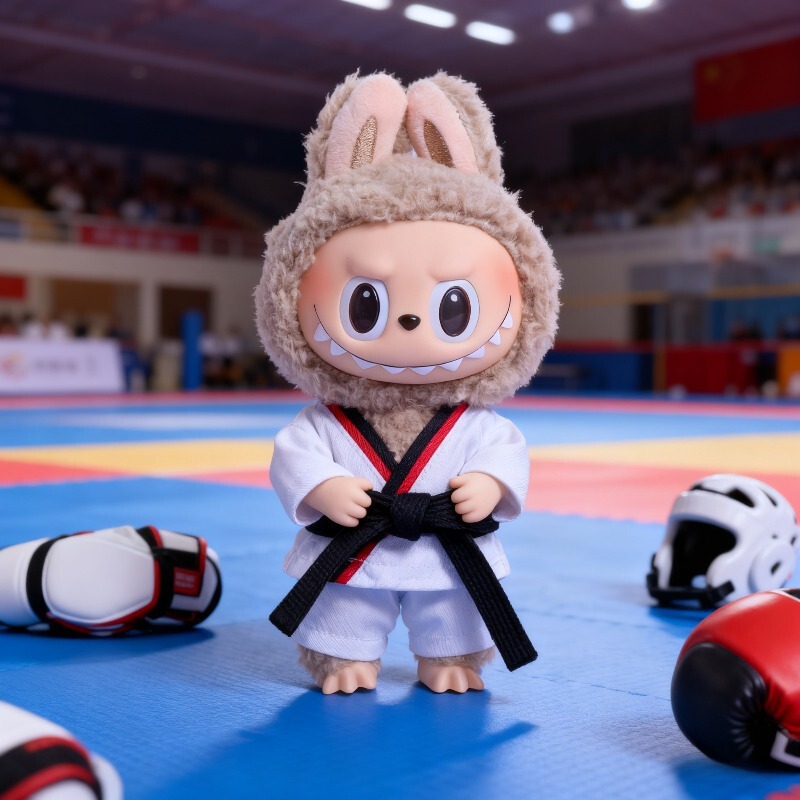 Labubu Taekwondo Dress up Baby Clothes First, Second and Third Generation Labubu Clothes Set 17cm Doll Pendant Clothing