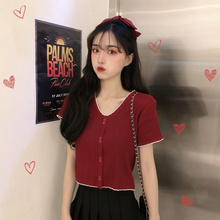 小个子短款夏季上衣女2025春款女装150cmxs短袖t恤搭配阔腿裤夏装