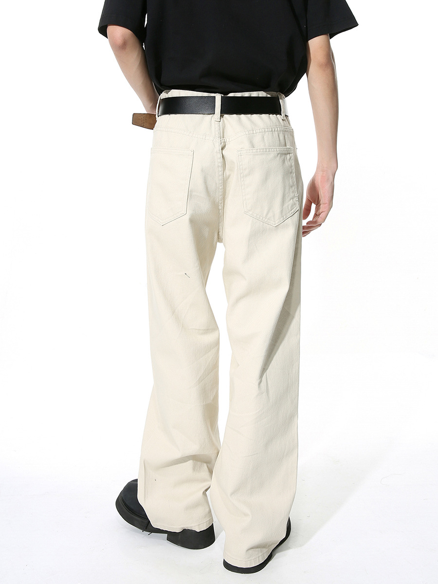 Ropa para hombre MTLCLOTHES | Jeans básicos holgados de estilo coreano, de color liso, estilo Cleanfit, lavados, de corte recto y sencillos.