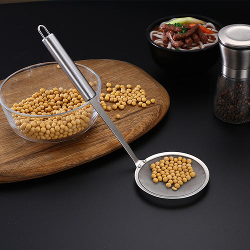 304 stainless steel oil skimming spoon oil grid long handle encrypted mesh drain juice soy milk filter hot pot colander fishing oil spoon