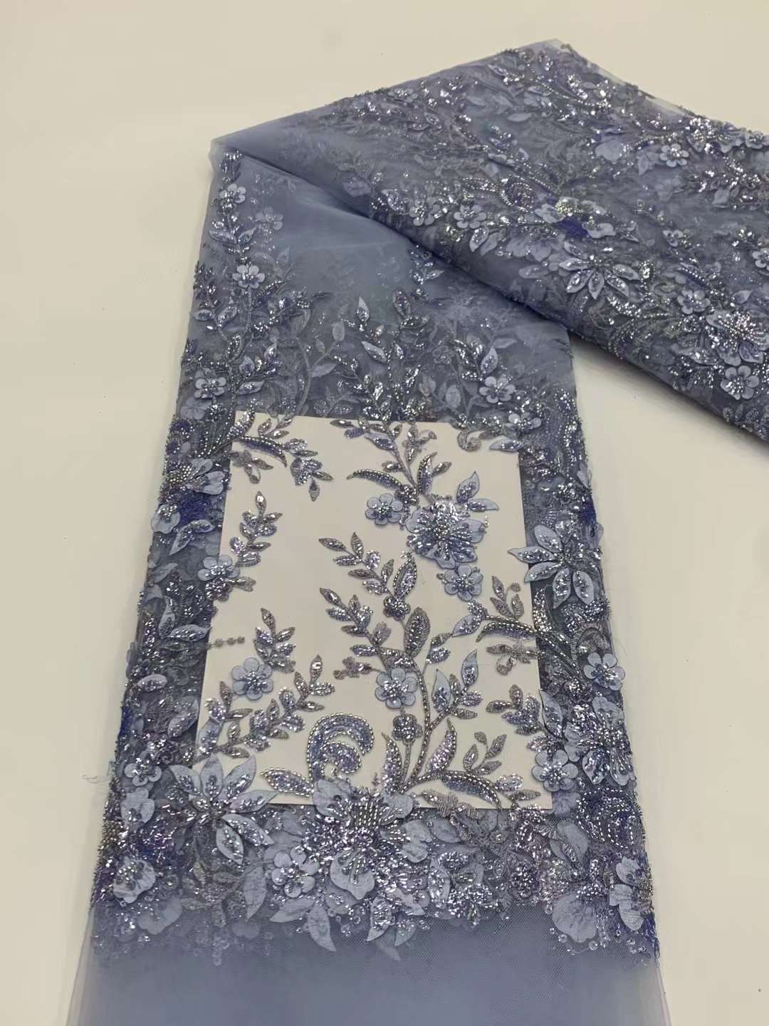 Hecho a mano con cuentas de tela de encaje vestido de novia encaje bordado tela vestidos de novia JX3464