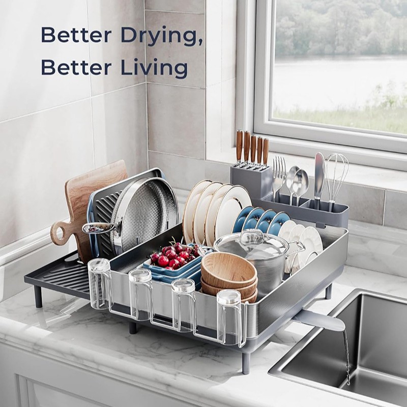 Estante de almacenamiento de cocina multifuncional de doble capa plegable y estirable para el hogar transfronterizo