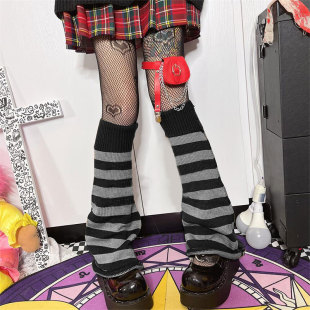 Autumn and Winter All-match Contrast Color Striped Y2K Wide Leg Stacked Socks Knitted Middle Barrel Yabi Socks Warm Leg Socks Women's Socks